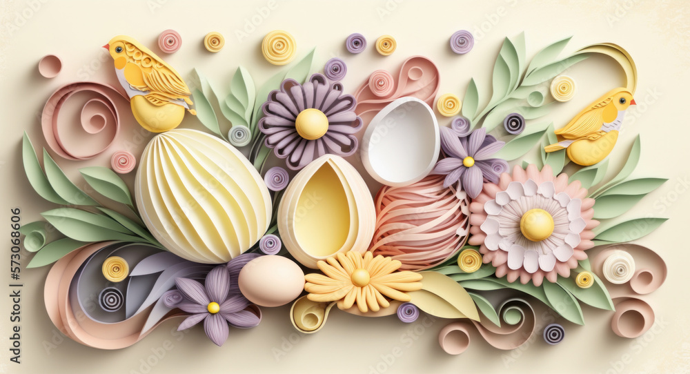 Easter Wallpaper Designed with Layered Paper with Cream and Pink Easter Wallpaper Designed with Layered Paper with Cream and Pink