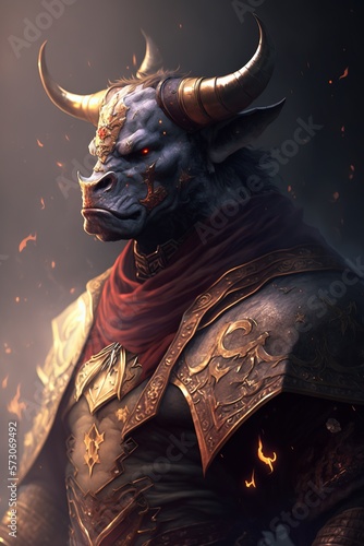 bull character with RPG game model, creative ai photo