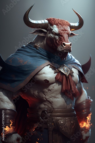 bull character with RPG game model, creative ai photo