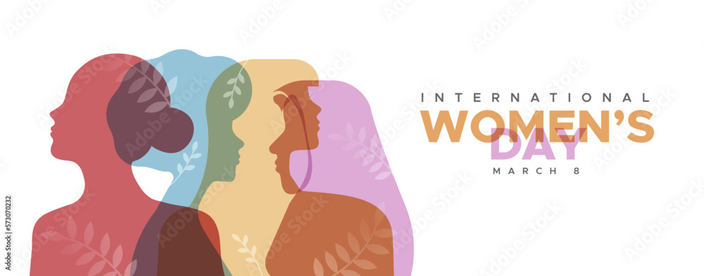 Obraz premium International Women's day diverse people faces transparent color card