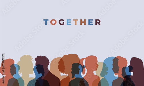 Diverse people face together teamwork concept