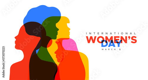 Women's day colorful diverse people profile silhouette