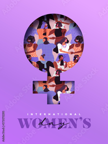 International Women's Day 8 march cutout woman symbol paper cut design