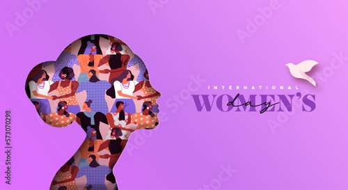 International women’s day papercut woman silhouette greeting card