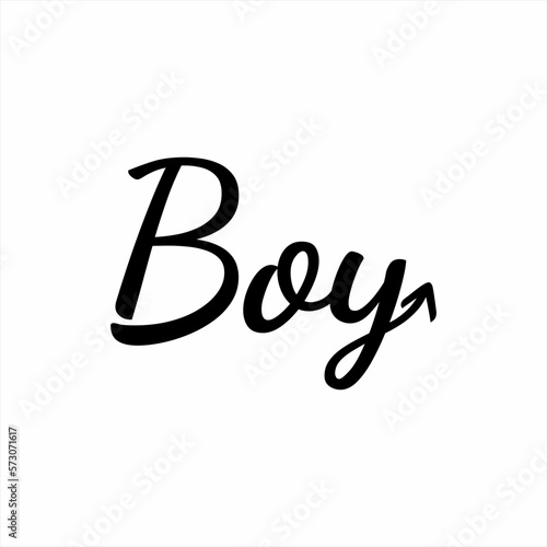 Boy word design with male gender symbol on letter O. Can be used for t-shirt design and cafe decoration.