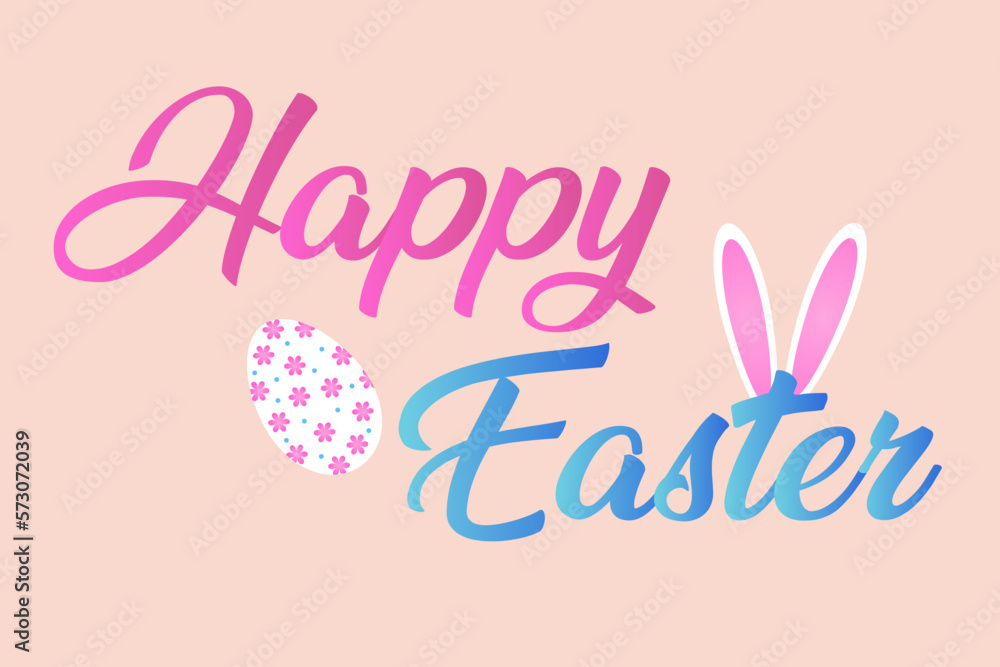 Lettering Happy Easter with eggs and bunny ears. Lettering Happy Easter with eggs and bunny ears.