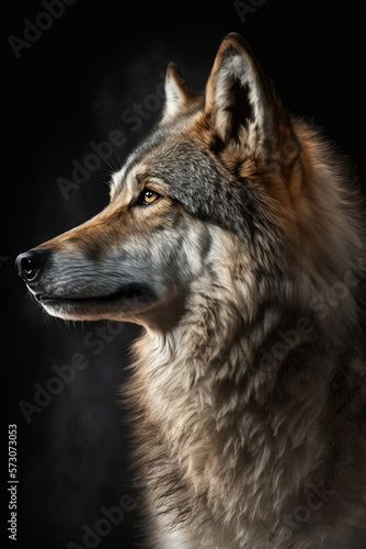 Close-up view of wolf generative AI © AlexandraDaryl