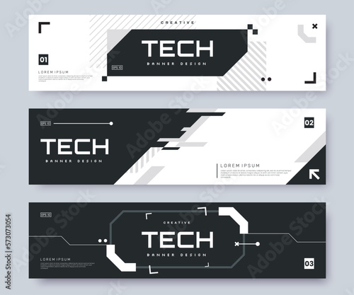 Print op canvas Futuristic web banner collection in high tech style