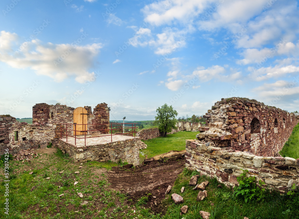 Pidzamochok castle spring  ruins, Ternopil Region, Ukraine.