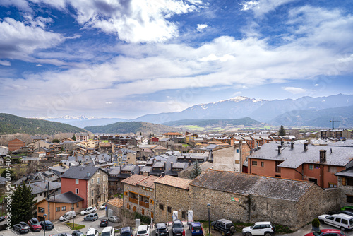 View of the small village of the Llivia in the heart of the Pyrenees, Spain