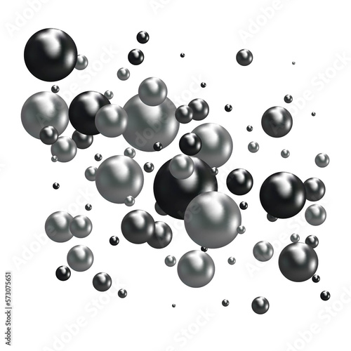 Black and gray glossy balls with shadow. Pearls. Abstract graphic background. eps 10