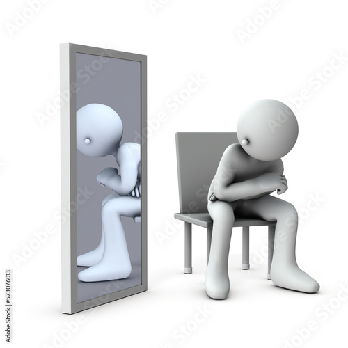 アイデンティティーについて自問自答するキャラクター
