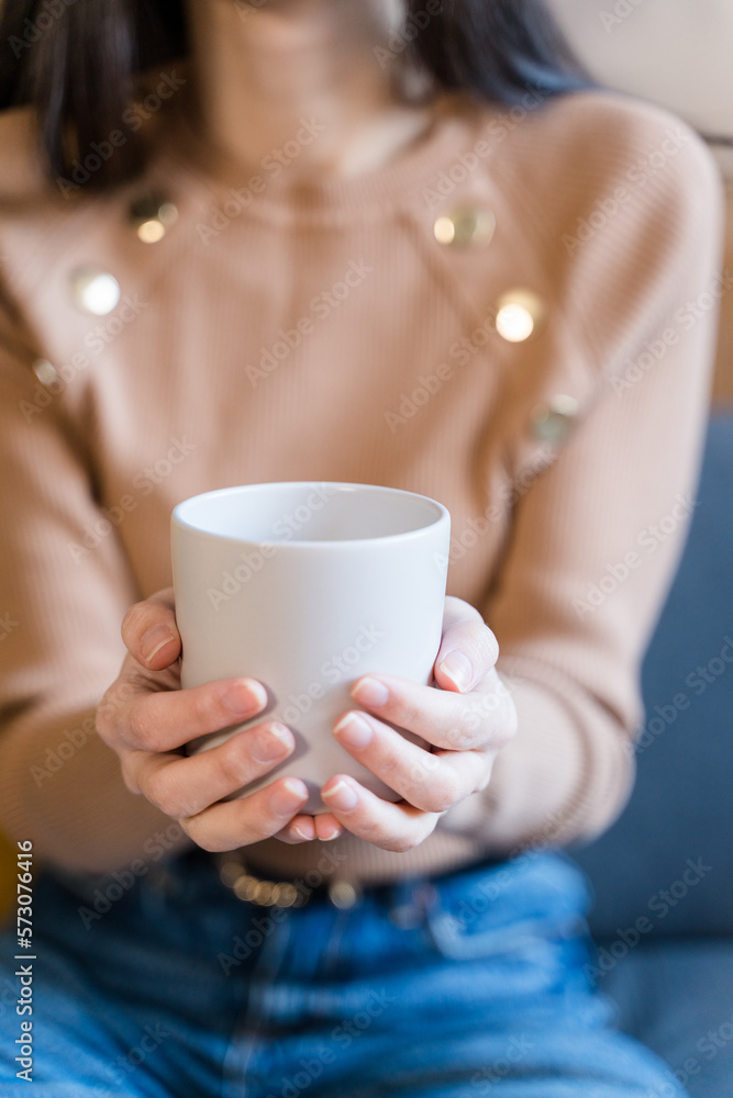 Crop woman with cup of coffee Crop woman with cup of coffee