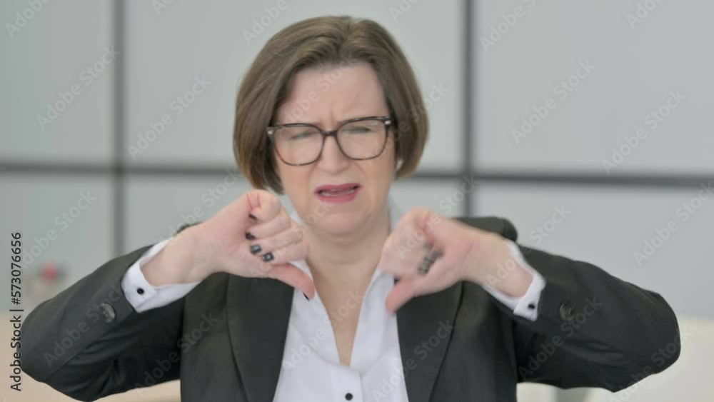 Frustration Old Businesswoman Reacting to Financial Loss Frustration Old Businesswoman Reacting to Financial Loss