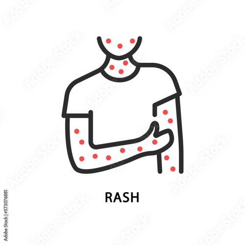 Rash flat line icon. Vector illustration allergy, scabies, chicken pox, rubellarash.