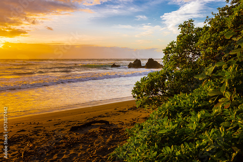 Sunrise on The Sandy Shoreline of Homoa Beach  Hana  Maui  Hawaii  USA