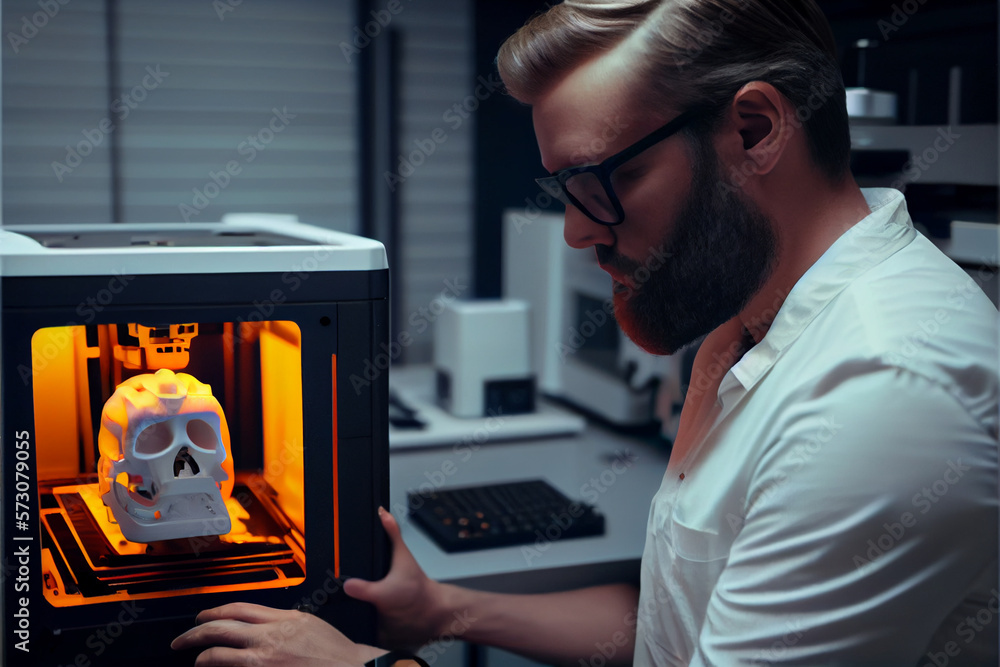 Dentistry 3D printing at a Dental Clinic. Using a 3D printer in