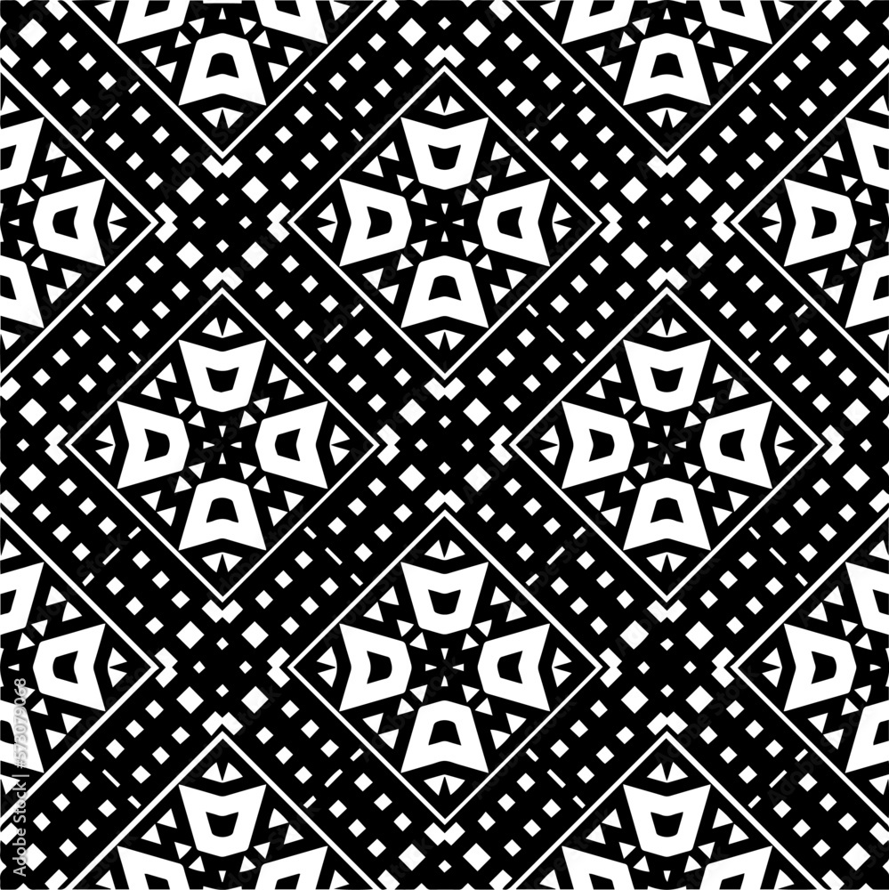 Vector geometric seamless pattern. Minimal ornamental background with abstract shapes. Black and white texture. Simple abstract ornament background. Dark repeat design for decor, fabric, cloth. Vector geometric seamless pattern. Minimal ornamental background with abstract shapes. Black and white texture. Simple abstract ornament background. Dark repeat design for decor, fabric, cloth.