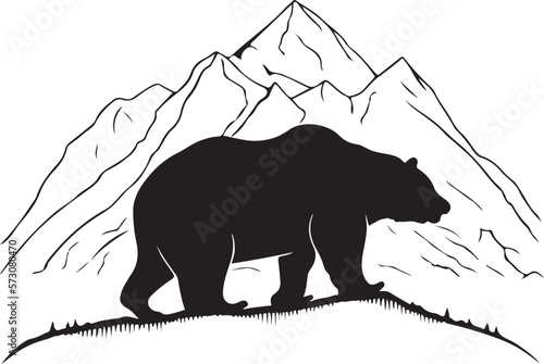 bear in the mountain's white and black logo