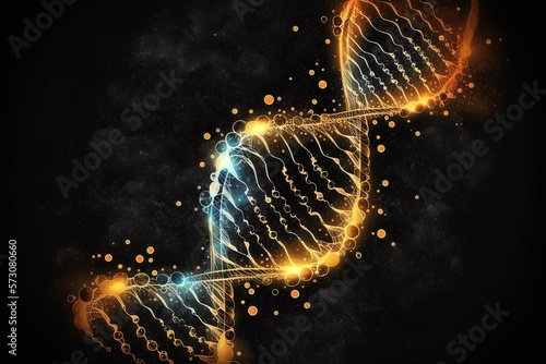 DNA strand shown in a luminous light Generative AI photo