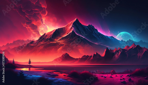 Mountain landscape colorful wallpaper generative ai