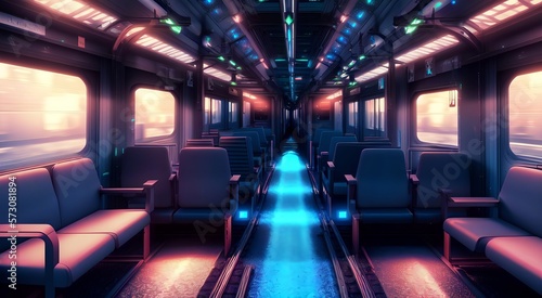Modern subway interior with seats [AI Generated] © Jefferson