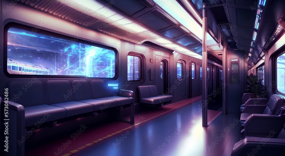 Fototapeta premium Modern subway interior with seats [AI Generated]