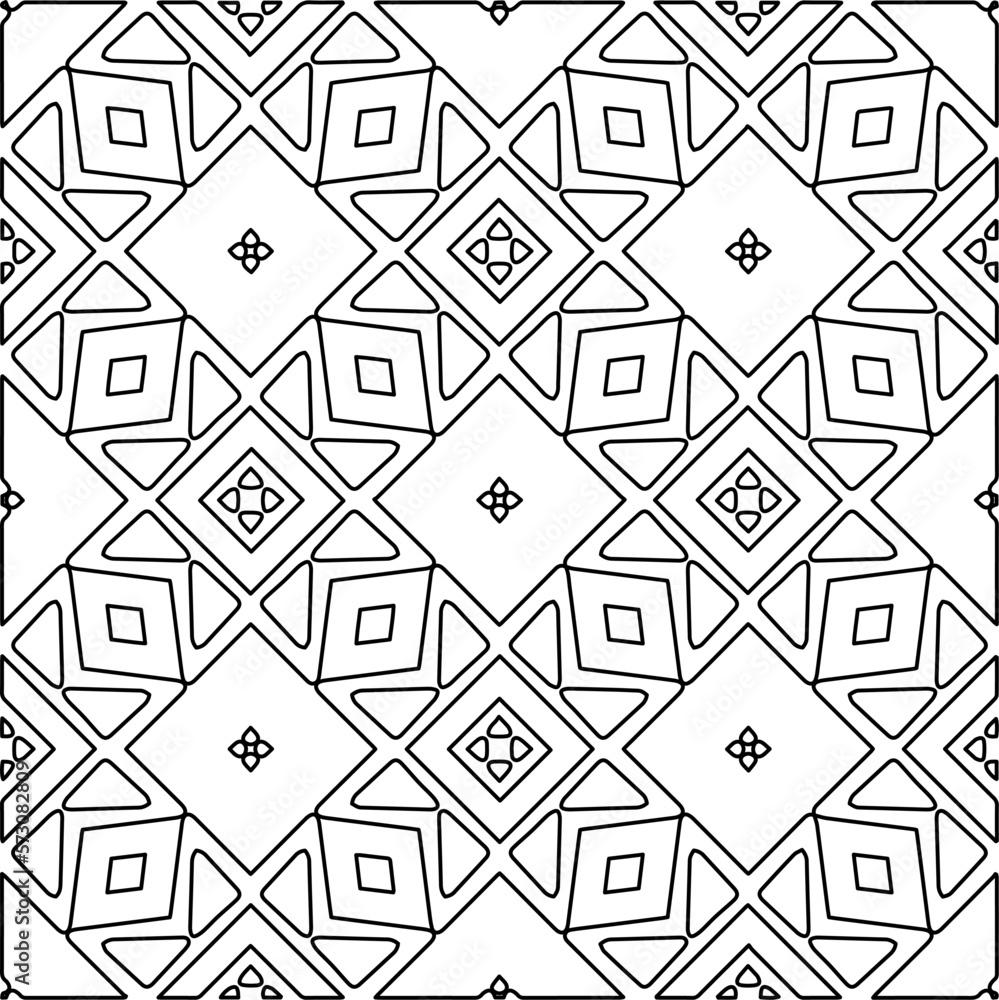 Monochrome ornamental texture with smooth linear shapes, zigzag lines, lace pattern.Abstract geometric black and white pattern for web page, textures, card, poster, fabric, textile. Monochrome ornamental texture with smooth linear shapes, zigzag lines, lace pattern.Abstract geometric black and white pattern for web page, textures, card, poster, fabric, textile.