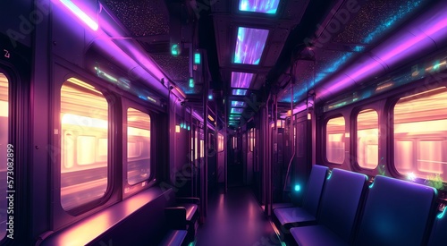 Modern subway interior with seats  AI Generated 
