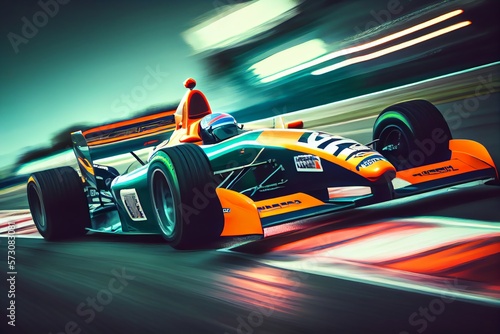 Sports Racing At Speed Of Movement On Track Motorsport. Generative AI