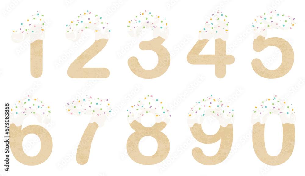 A set of numbers 0-9 in a grunge cupcake style with sprinkles
A set of numbers 0-9 in a grunge cupcake style with sprinkles