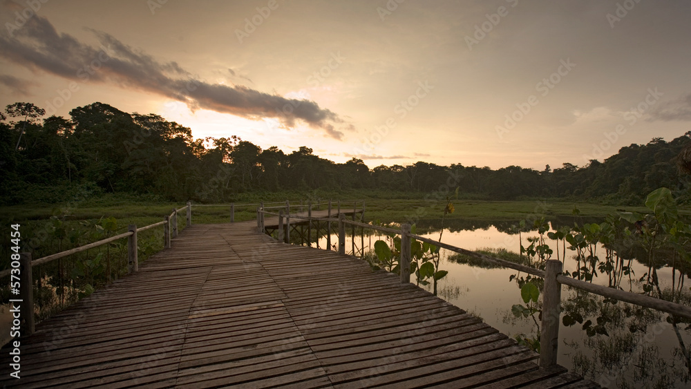 Fototapeta premium Lagoon at sunset, Kapawi