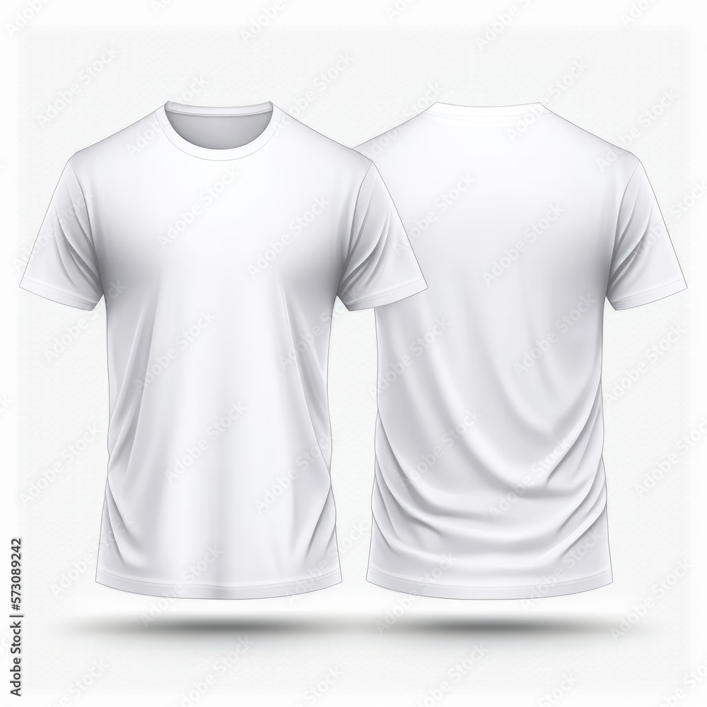 white t shirt template, front and back, white background, 3d tshirt mockup with shadows, generative ai white t shirt template, front and back, white background, 3d tshirt mockup with shadows, generative ai
