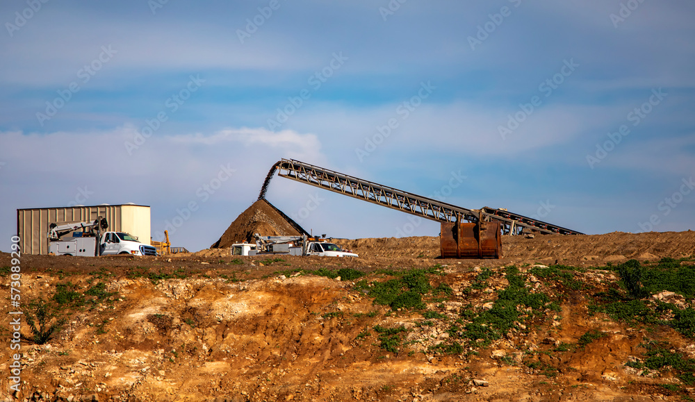 Conveyor Belt for rock crushing at a construction site Conveyor Belt for rock crushing at a construction site