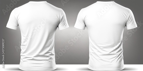 white t shirt template, front and back, white background, 3d tshirt mockup with shadows, generative ai