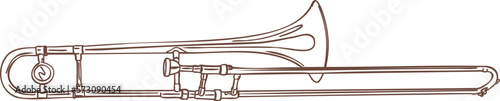 Trombone Musical Instrument Line Art Illustration