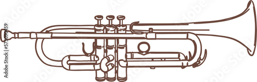 Trumpet Musical Instrument Line Art Illustration