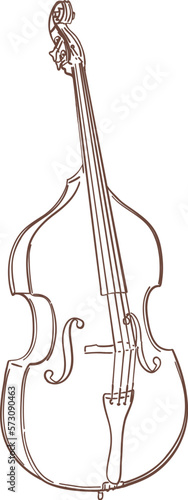 Double Bass Musical Instrument Line Art Illustration