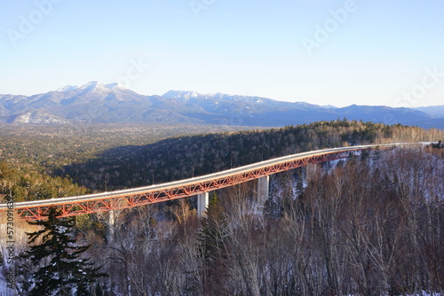 Fototapeta Naklejka Na Ścianę i Meble -  Mutsumi Bridge in Hokkaido, Japan - 日本 北海道 上士幌町 松見大橋 