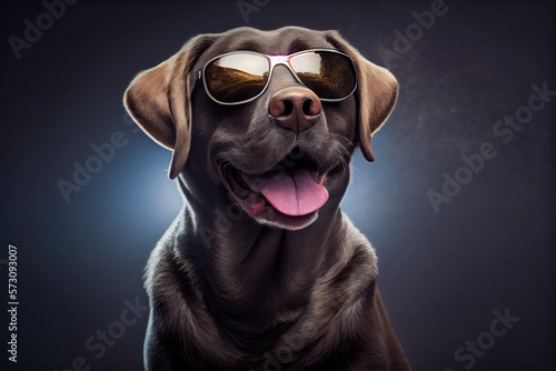 Portrait of Labrador Retriever wears sunglasses © 3DArt