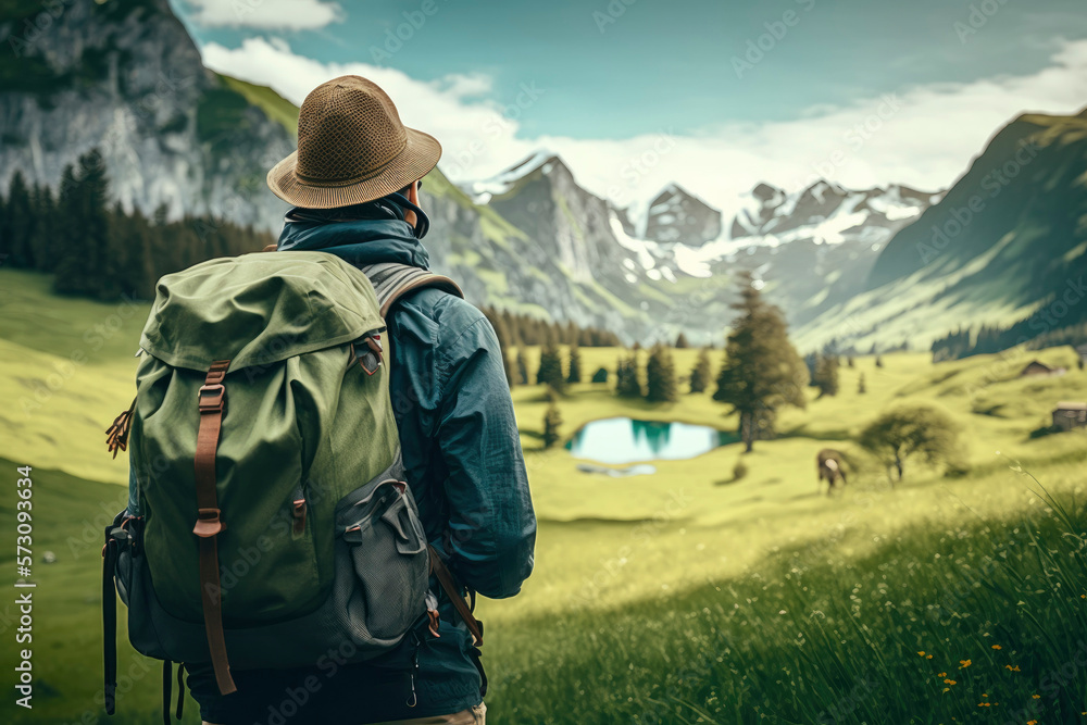 portrait of traveling men with fashionable clothes against beautiful nature's mountain background, journey and adventure outdoor concept portrait of traveling men with fashionable clothes against beautiful nature's mountain background, journey and adventure outdoor concept