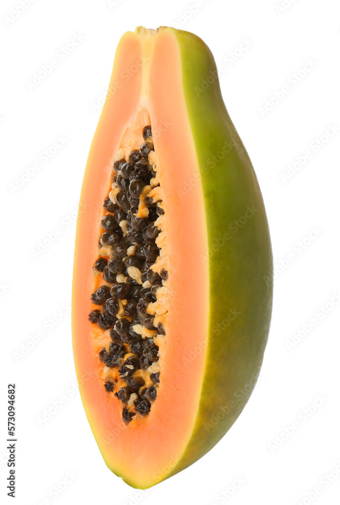 Fresh ripe papaya half isolated on white Fresh ripe papaya half isolated on white