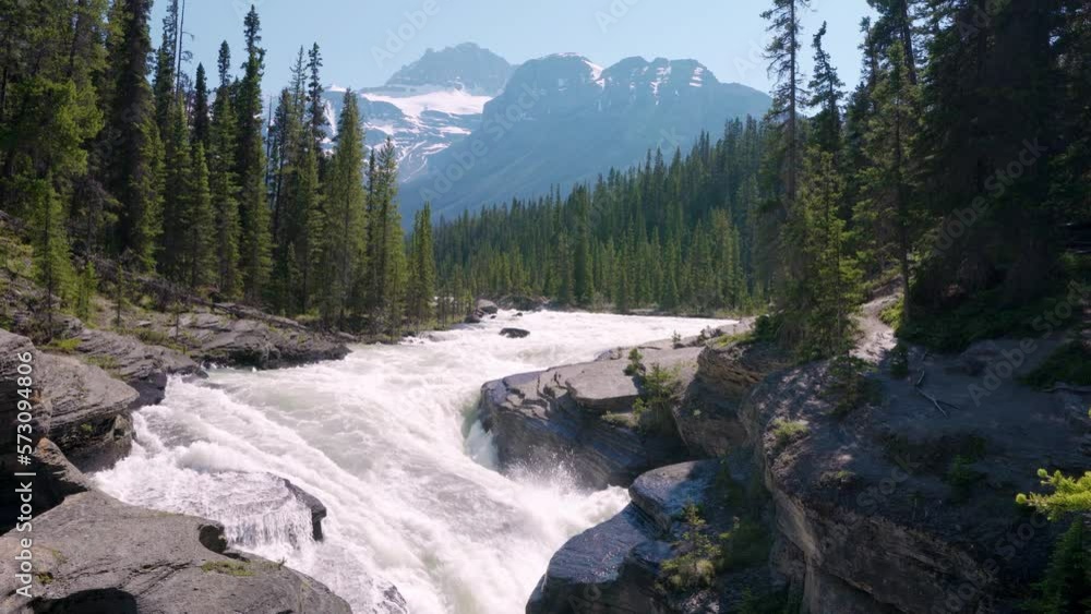 Mistaya Canyon and Mistaya River. Banff National Park beautiful landscape. Alberta, Canada. Canadian Rockies Mountains nature scenery. Mistaya Canyon and Mistaya River. Banff National Park beautiful landscape. Alberta, Canada. Canadian Rockies Mountains nature scenery.