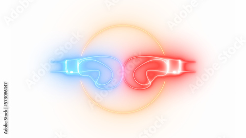 Flicker Neon Light Boxing Gloves Fight Club Sign Symbol Billboard LED Isolated Transparent PNG Alpha