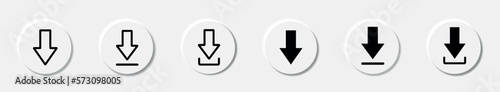 3D Download icon set. Download button. Web icon set. Icons collection. Software download icon. Vector illustration. Arrow downloading icon. Download shadow vector
