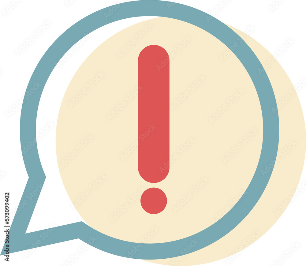A message bubble graphic in a dialog box with an exclamation point in the middle A message bubble graphic in a dialog box with an exclamation point in the middle