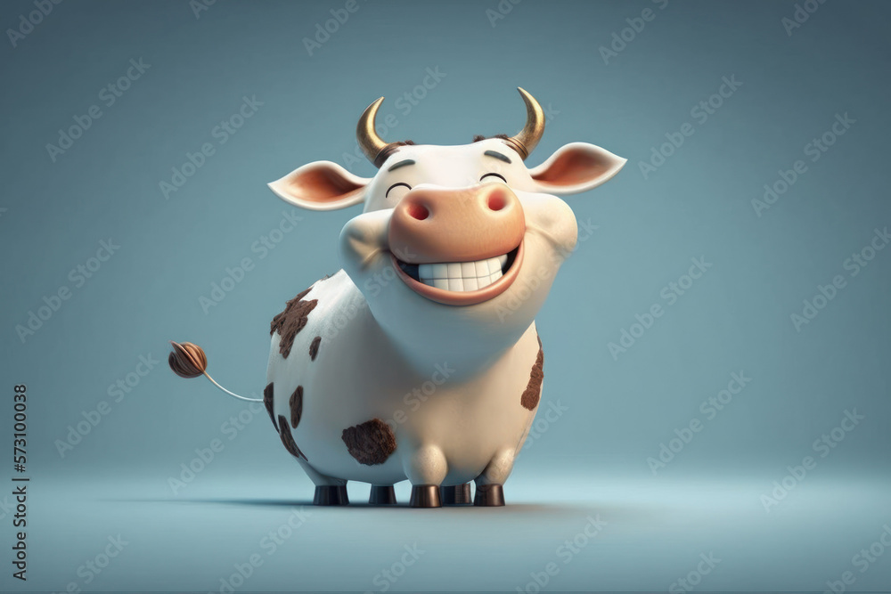 A cute cow cartoon illustration, happy and joyful, generative AI
A cute cow cartoon illustration, happy and joyful, generative AI