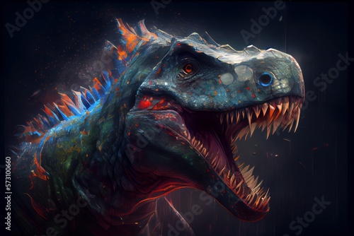 Roaring Tyrannosaurus Rex. Generative AI