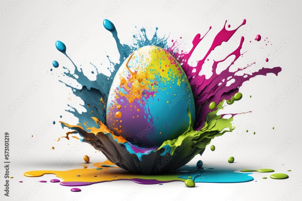 Easter egg colorful explosion Easter egg paint splash - generative ai Easter egg colorful explosion Easter egg paint splash - generative ai