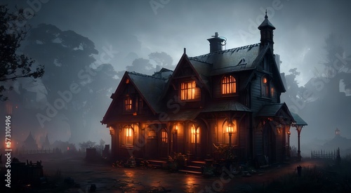 Haunted house at night  AI Generated 